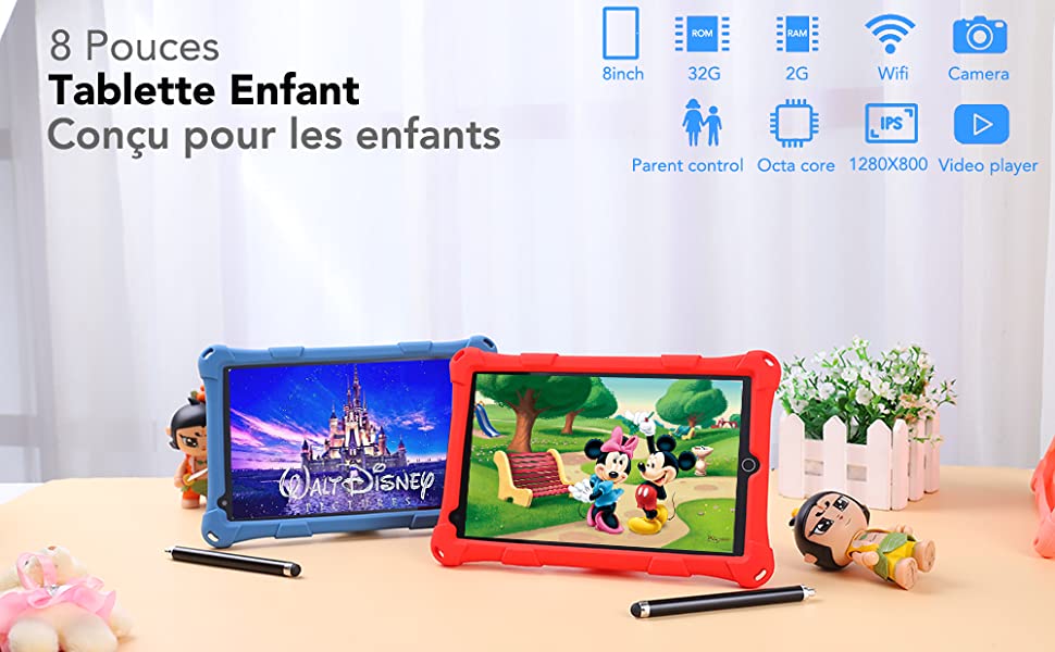 Tablette Enfants 8 Pouces,Octa Core