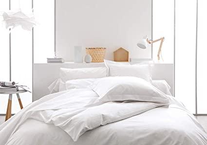 Drap-housse en coton - Blanc - 140 x 190 cm Lot de 2