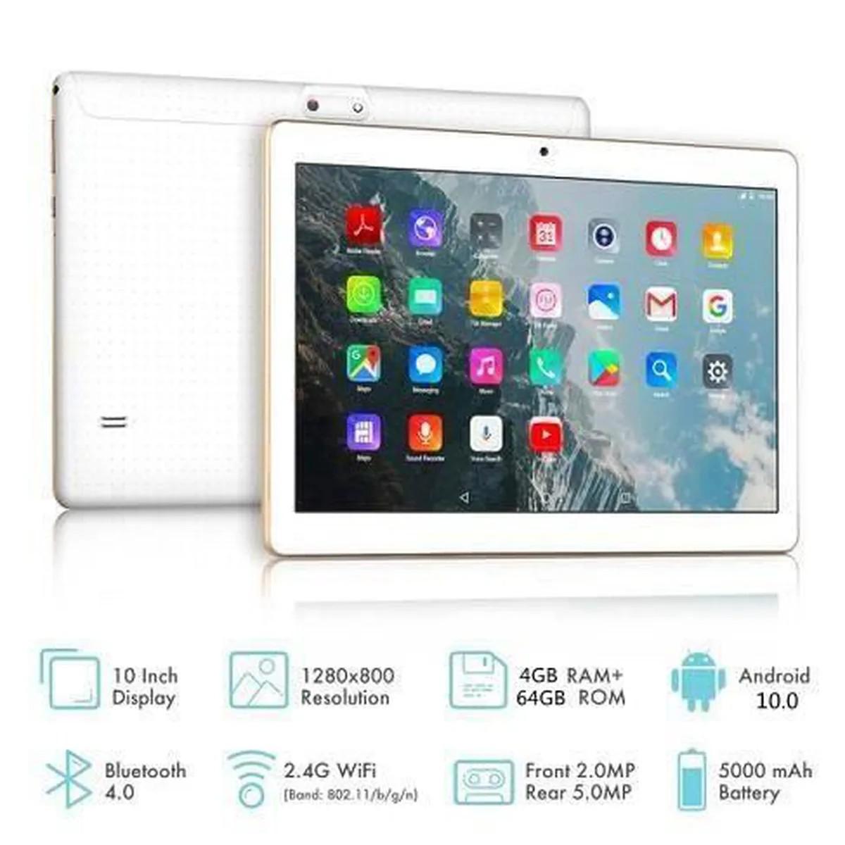 Tablette Tactile 10 Pouces, Android 10.0 Tablette, 4 Go RAM 64 Go